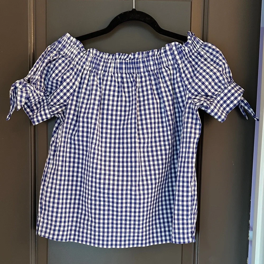 J. Crew Navy Gingham Top